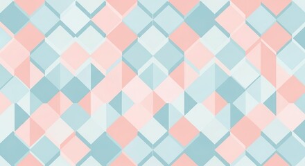 Fototapeta premium Pastel Geometric Cubes: A Seamless Pattern of Pink and Blue Tone