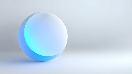 Obraz premium abstract white minimalist background with single soft blue gradient sphere floating futuristic reset design 