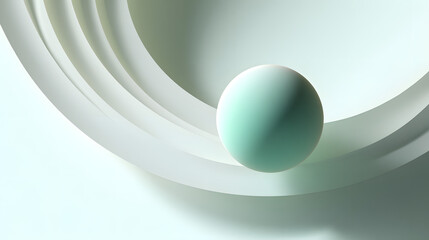 abstract white minimalist background with single soft green gradient sphere floating futuristic reset design