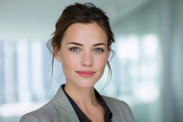 Obraz premium ビジネススーツ姿の若い女性のポートレート（営業・企画・ビジネスウーマン）