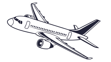Detailed Vector Illustration of a Commercial Passenger Airplane Soaring Through the Sky, Representing Global Air Travel and Aviation Concepts