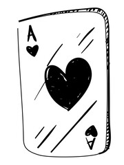 Ass. Zeichnung, Gl&uuml;ck, Casino, Kartenspiel, Poker