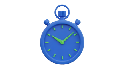 Isolated illustration of a blue stopwatch timer for productivity and time management