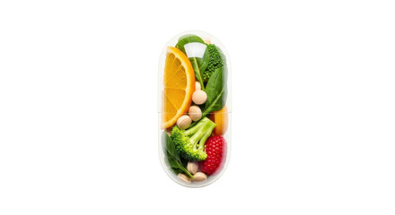 Isolated capsule with vitamins, fruits and vegetables promoting healthy diet supplements