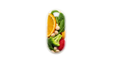 Isolated capsule with vitamins, fruits and vegetables promoting healthy diet supplements