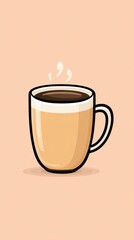 Obraz premium Pixel Art Beige Coffee Mug on Peach Background