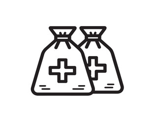 Modern medical biohazard bag line art illustration style