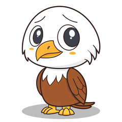 A Cartoon Eagle with Large Eyes and a Worried Expression Standing on Two Legs