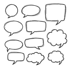 Obraz premium Collection of various hand-drawn speech bubbles in different shapes and styles.