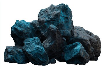 Obraz premium On a plain background, a assortment of gray rocks with irregular shapes is carefully arranged to draw attention to their texture and natural differences