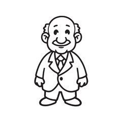 Obraz premium Old man with formal suit black and white vector illustration for classic portrait artwork design