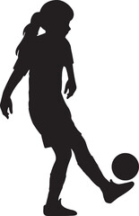 Female Soccer Player Walking with Ball Vector