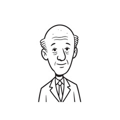 Old man with formal suit black and white vector illustration for classic portrait artwork design