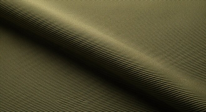Olive green corduroy fabric with subtle texture and folded detail