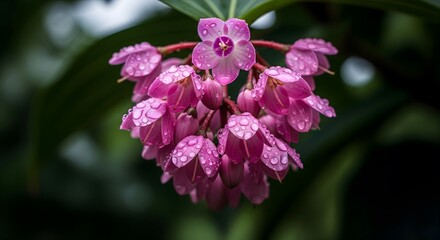 Cluster of Fuchsia Hanging Flowers