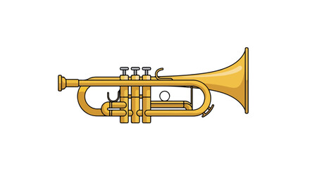Obraz premium Elegant brass trumpet illustration isolated on white, a symbol of musical expression and celebration