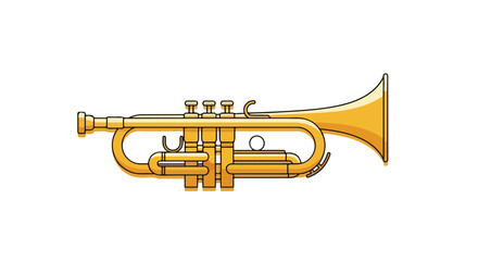 Fototapeta premium Golden hued trumpet with crisp lines, a vector illustration evoking musical themes and performance arts inspiration
