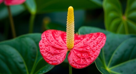Obraz premium Single Red Anthurium with Yellow Spadix
