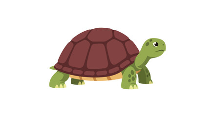 Isolated Cartoon Turtle Illustration Portraying Calmness and Longevity on a Plain White Canvas, Promoting Animal Awareness