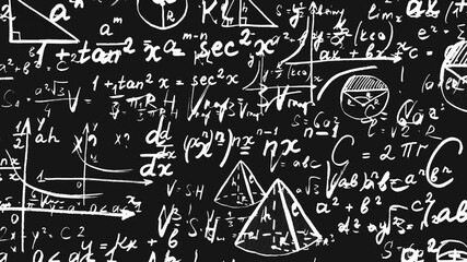 Floating Mathematical Formulas on black background  - Powered by Adobe