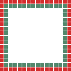 赤と緑の4ブロックタイルのクリスマスフレーム、ラインパターン　Web　Adobe Illustrator Artwork