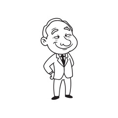 Old man with formal suit black and white vector illustration for classic portrait artwork design