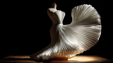 Elegant white pleated dress display