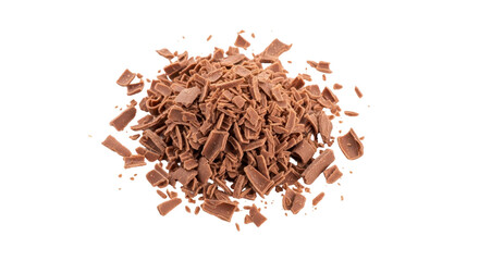 Isolated chocolate shavings for toppings or decoration; cooking and baking ingredient