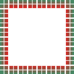 赤と緑の4ブロックタイルのクリスマスフレーム、グラデーション　Web