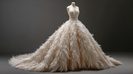 Elegant feather wedding gown