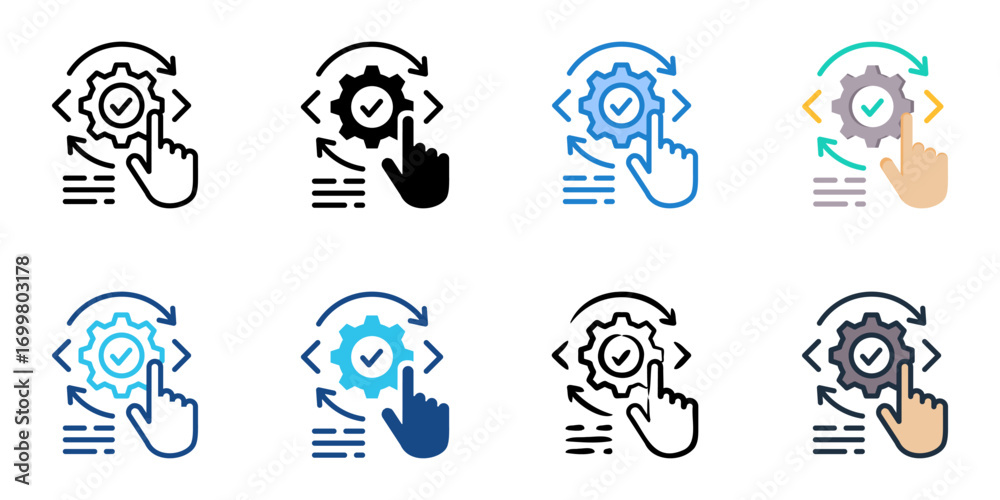 Wall mural software testing icon set multiple style collection