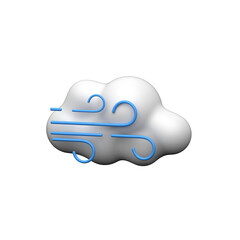 3D windy cloud icon representing breezy, stormy weather conditions.