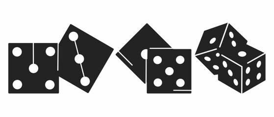 Dice. Black illustration of dice icon. Stock vector icon design.
