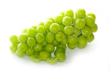 Fresh Bunches of shine muscat grapes green fresh grapes isolated on white background. Japanese grapes ripe juicy grapes.