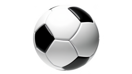 Soccer ball isolated on transparent background classic black and white soccer ball, perfect for sports, games, recreation, and athletic activities