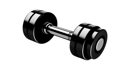 Black dumbbell isolated on transparent background a weight training equipment for building muscle and strength, used in fitness and bodybuilding exercises