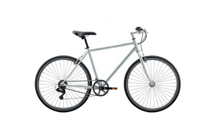 Silver bicycle isolated on transparent background, perfect for transportation, fitness, and outdoor adventurethemed designs and advertisements
