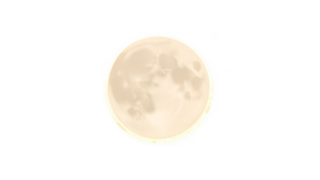 A serene full moon, casting a gentle glow, isolated on transparent background, its surface marked with craters and shadows, a celestial beacon in the night