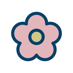 シンプルなピンク色の花のアイコンイラスト