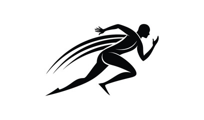 Dynamic silhouette of a runner in motion with streaks of speed