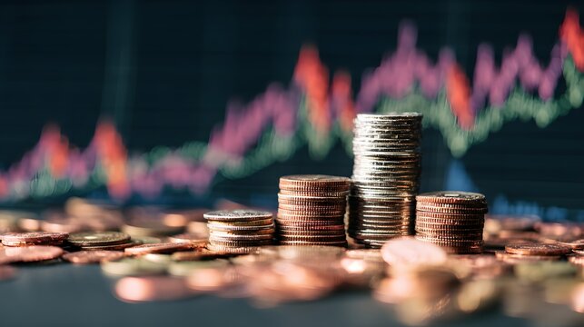 A close-up view of a digital stock market chart displaying fluctuating prices with red and green candlestick patterns, representing financial data analysis