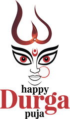 Minimalist Happy Durga Puja T-Shirt Design with Goddess Durga's Face