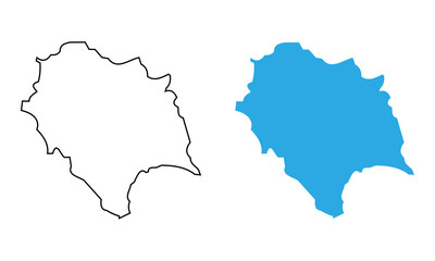 Map of the state of Himachal Pradesh, India. Map with detailed outlines and blue silhouettes