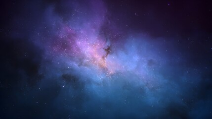 Fototapeta premium A stunning view of a colorful nebula in space, featuring swirling clouds of gas and dust illuminated by distant stars