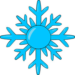 Blue snowflake clipart. Cute snowflake illustration. PNG. For children illustration.