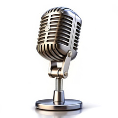 A classic retro vintage microphone isolated on a white background,