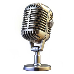 A classic retro vintage microphone isolated on a white background,