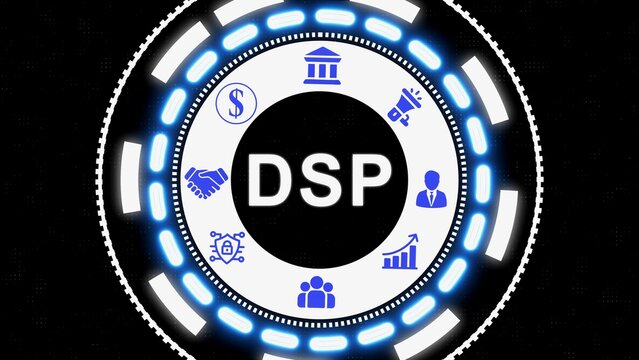 Digital marketing demand side platform dsp concept with financial and business icons