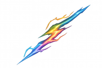 Colorful lightning bolt with transparent background, ideal for energy, power, and electric concepts