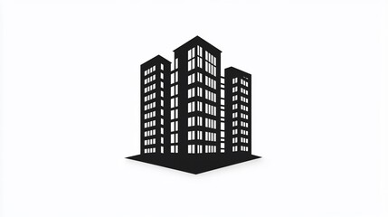 Modern Cityscape Silhouette: Black Buildings on a White Background